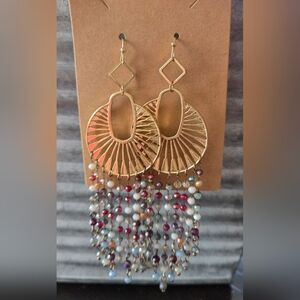 Gold and Multicolor Dangle Earrings